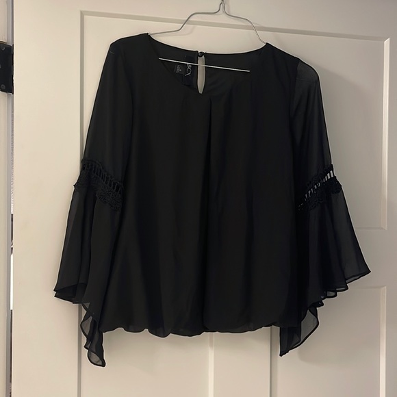 used womens small black bell sleeve top - Picture 1 of 3